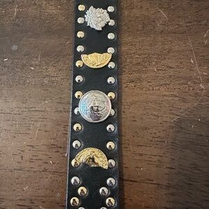 Black Leather Studded Bracelet